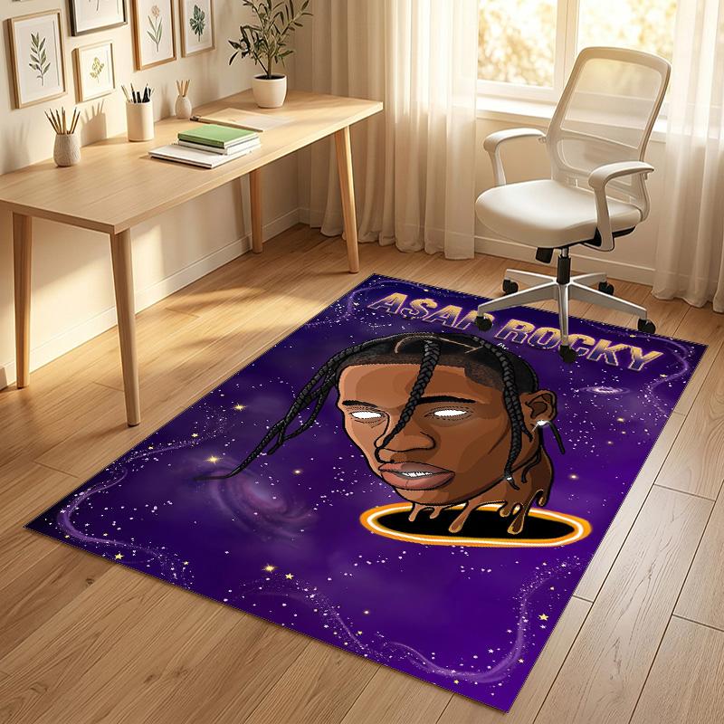 Covor personalizat din catifea de cristal, Nume personalizat imprimat Travis Scott, Covor pufos pentru decor interior casă