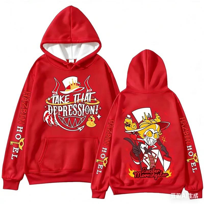 Popular Anime Pattern Hoodie For Men Women Hazbin Hotel Hooded Sweatshirt Trend Street Unisex Clothes Fashion Clothing