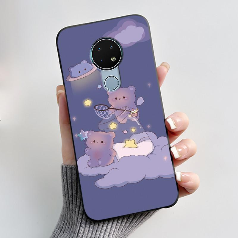 Coque Mignonne Pour Nokia 6.2 / Nokia 7.2 Fundas Capa Coque Imprimée Coque de Protection Silicone Souple Dessin Animé Coque Noire