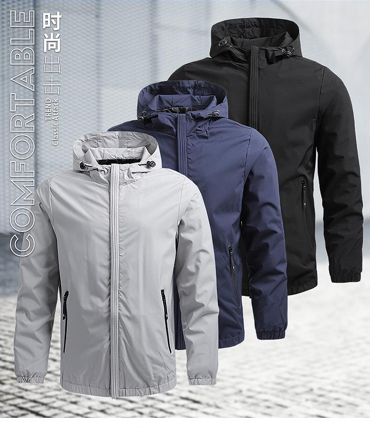 Giacca con Cappuccio da Uomo Taglie Forti Stile Coreano - Colore Unito, Manica Lunga, Collo a Revers, Nuovo Capospalla Primaverile