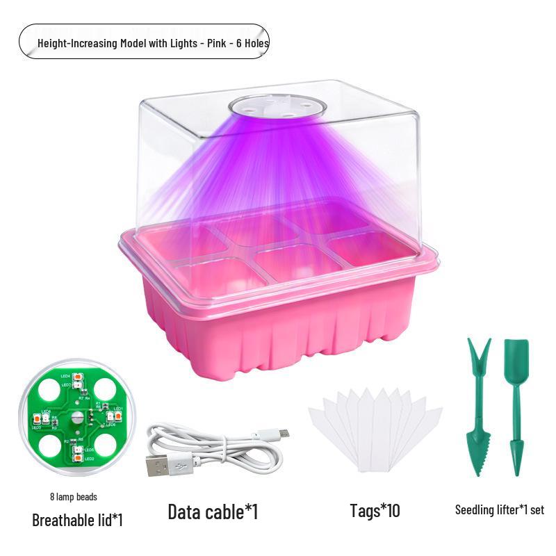 Multi-Color Seedling Box with High/Low Lid & Light for Home Balcony Gardening