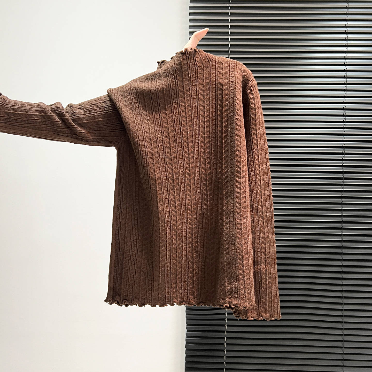 

Маленький воротник-стойка с узором пшеничного колоса, надетый поверх базовой рубашки, женский осенне-зимний топ с фестончатой отделкой, теплый и милый XL кофейный