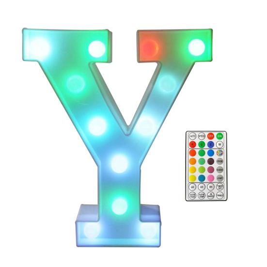 LED Letter Lamp with Remote Control Dimmable Marquee Alphabet Light for Wedding Birthday Party Y