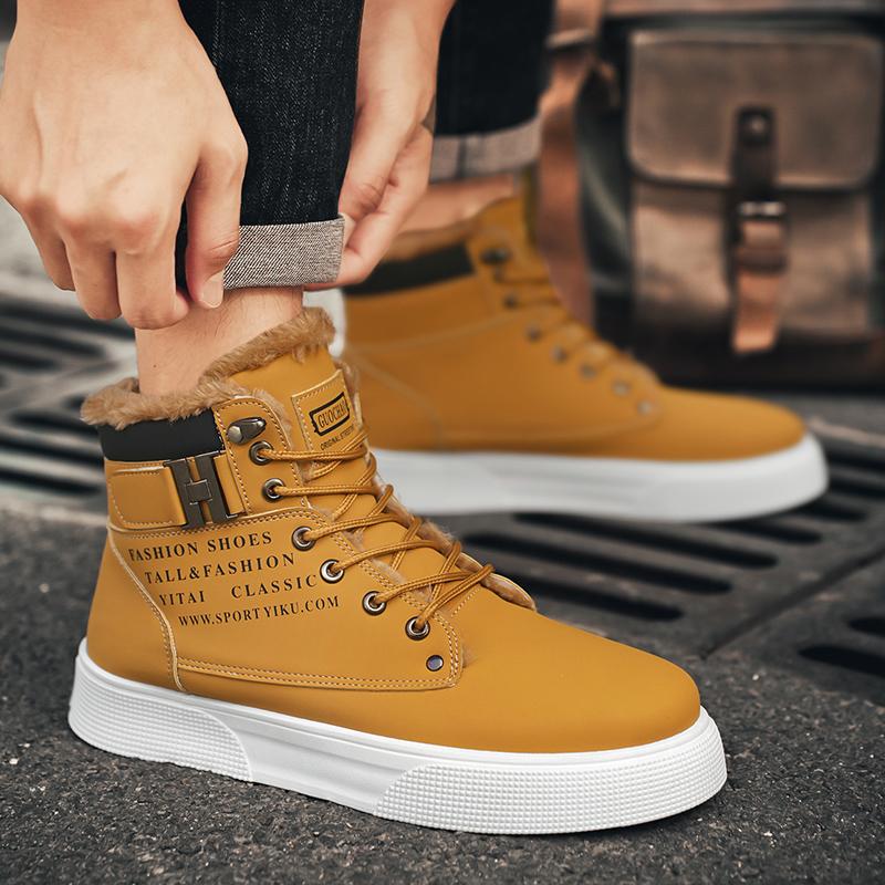New Men Shoes Winter High Cut Thick Soled Retro High-quality Casual Sports Shoes Lace Up Men's Trendy Warm Short Boots 2024