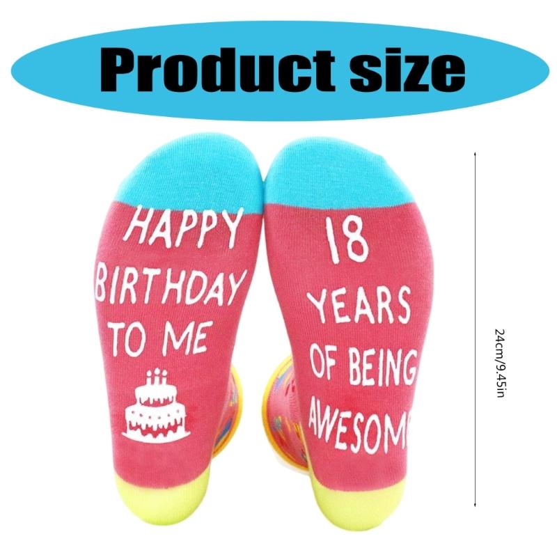 Festival Jacquard Socks with Blessing Letters Soles for Women Men Teens Aged 18 to 21 Cotton Birthday Party Hosiery