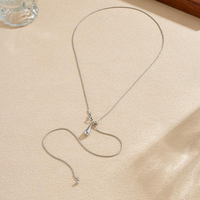 Gold Plated Adjustable Teardrop Pendant Snake Chain Necklace