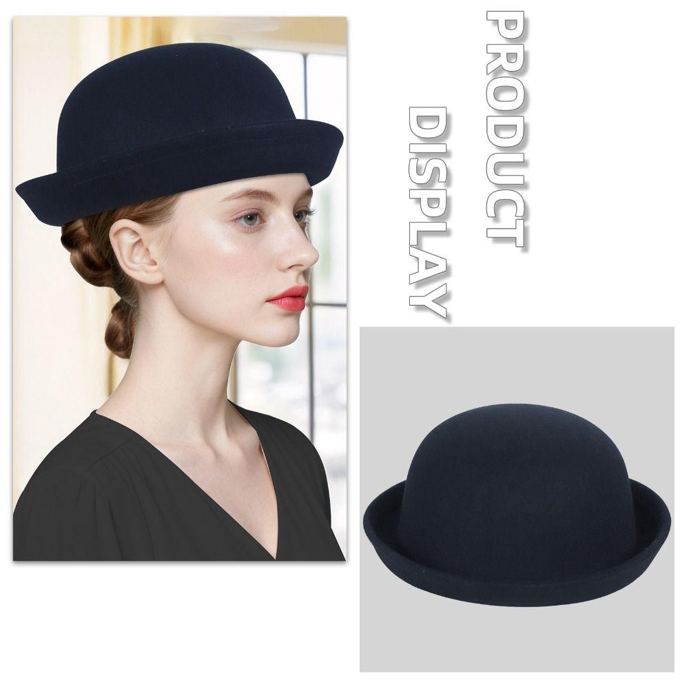 Trendy Solid Color Women’s Bowler Hat Vintage Elegant Girls Wool Felt Hat Lightweight Versatile Derby Hat Formal Occasions