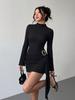 2026 Autumn Slim Fit Knit Dress with Metal Buckle and Ribbon