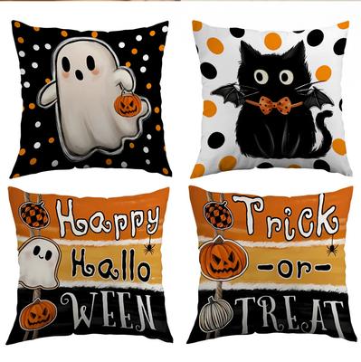 New Throw Pillow Cover Four Pieces Halloween Themed Spooky Horror Holiday Party Decoration