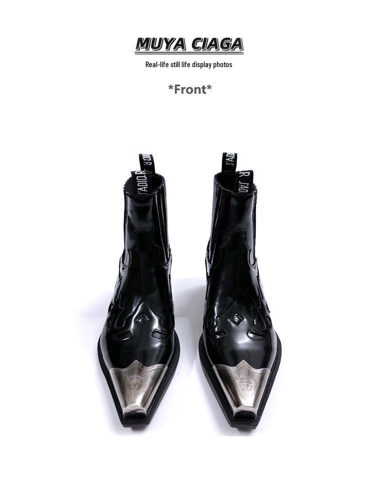 Retro robustní podpatek Martensky: Dámské a pánské kovbojské boty Chelsea v britském stylu s kovovou špičkou na podzim/zimu.