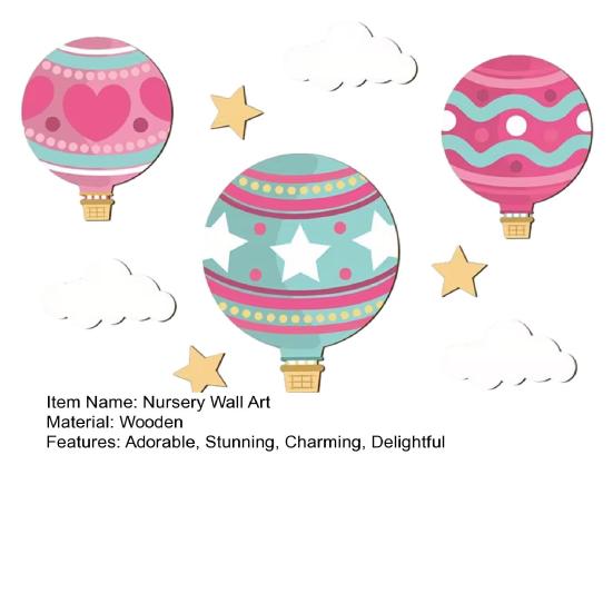 9 Pcs Hot Air Balloons Wall Art Star Cloud Balloons Nursery Wall Decor Boho Wooden Wall Sculpture for Kids Bedroom Playroom