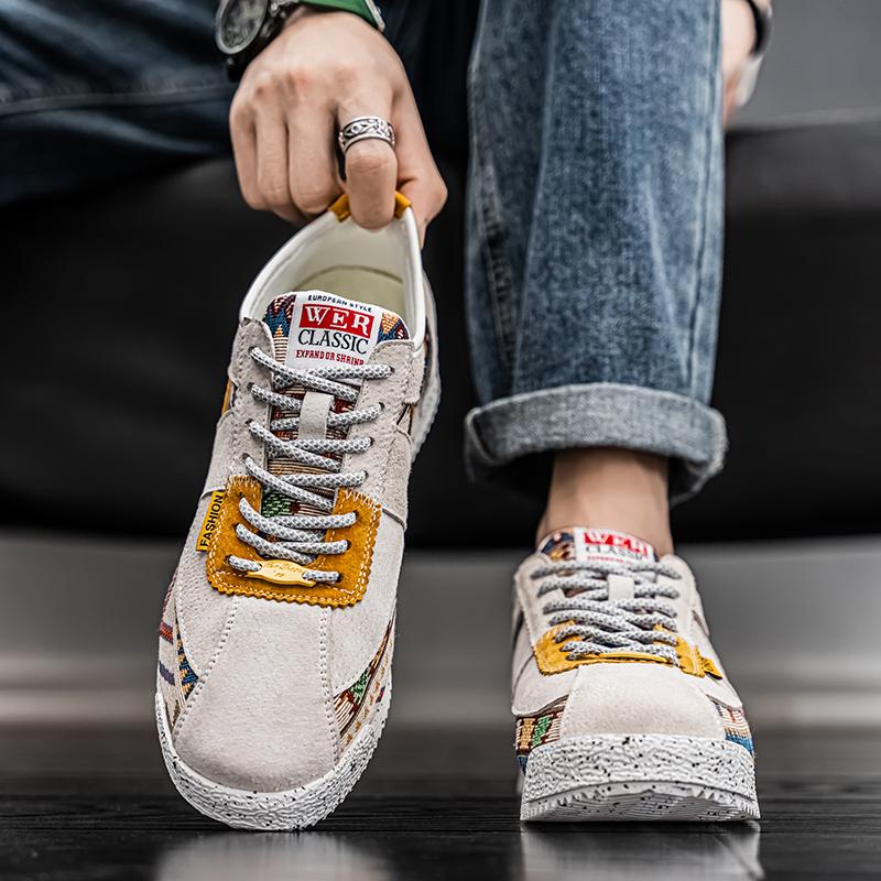 Men’s Printed Sports Shoes Casual Street Style Jogging Sneakers Students Skateboard Shoes Plus Size Height Increase