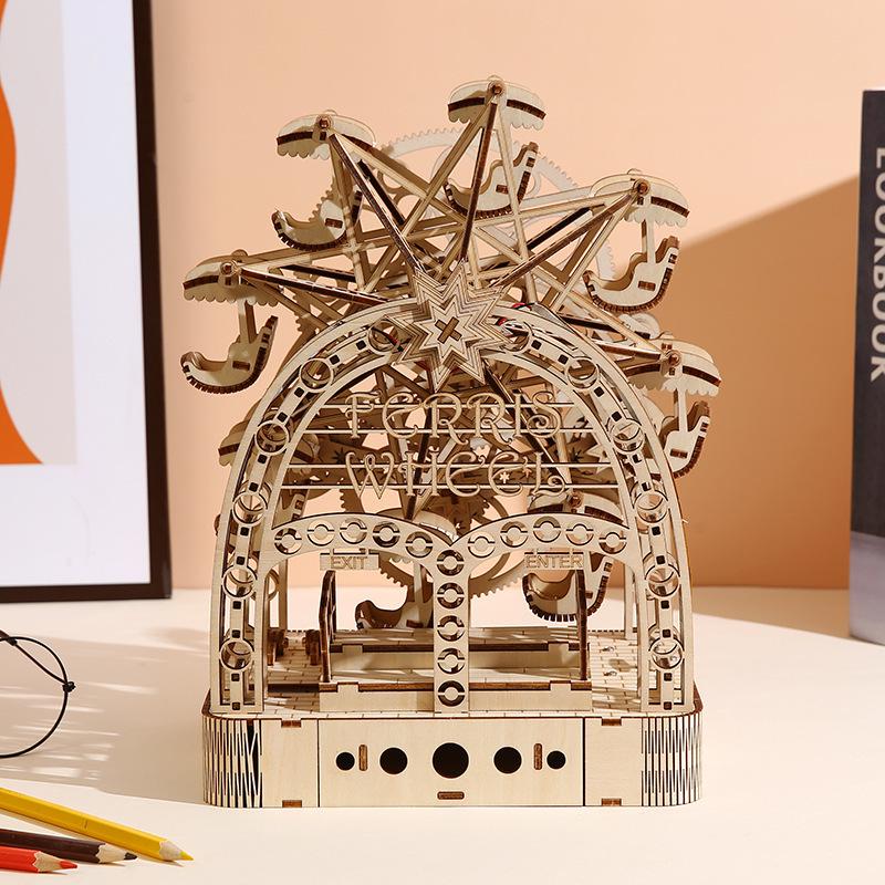 3D Ferris Wheel Hand-Crank Puzzle - Creative Educational Toy & Desktop Ornament for Kids
