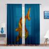 Koi Fish Ink Painting Goldfish Sheer Voile Curtains Window Treatment Chiffon Tulle Curtain for Kitchen Living Room Bedroom Drape