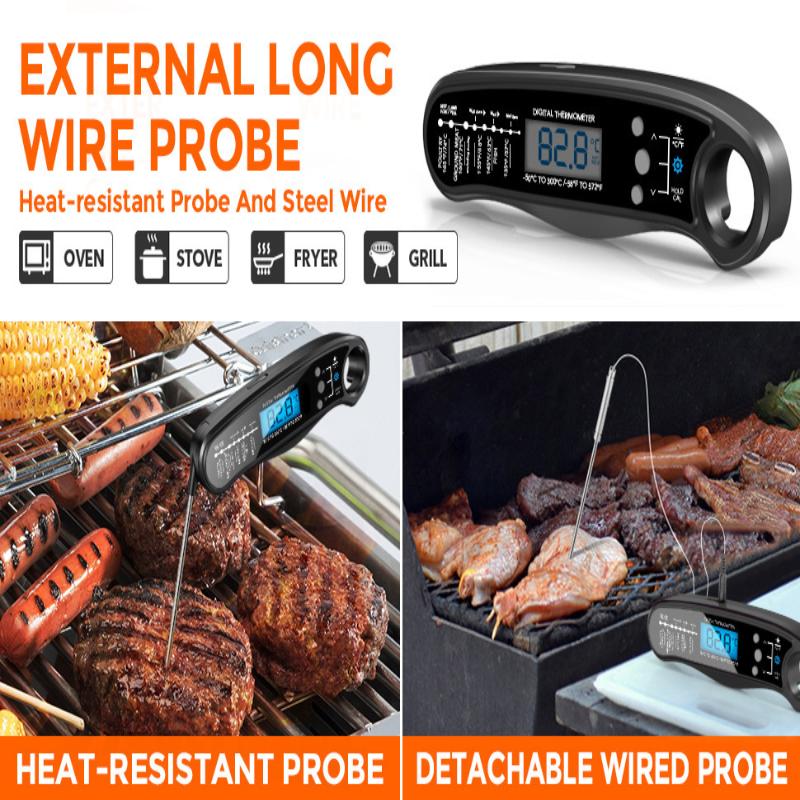 Kitchen Digital Food Thermometer 2 Probes with Bright Backlight for BBQ Grilling Oven Accurate Cooking