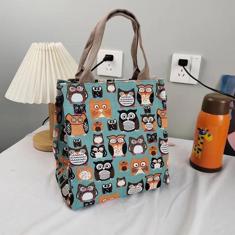 

New Fashion Cartoon Canvas Bag Handbag Portable Lunch Box Bag Bento Bag D