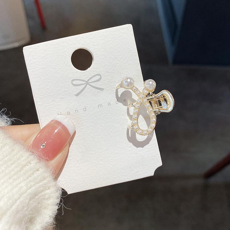 Pearl Rhinaute Malá spona do vlasů Dámská síť Celebrity Jemná spona s vysokým culíkem Korejská spona na hlavu s rozbitou vlasovou sponou