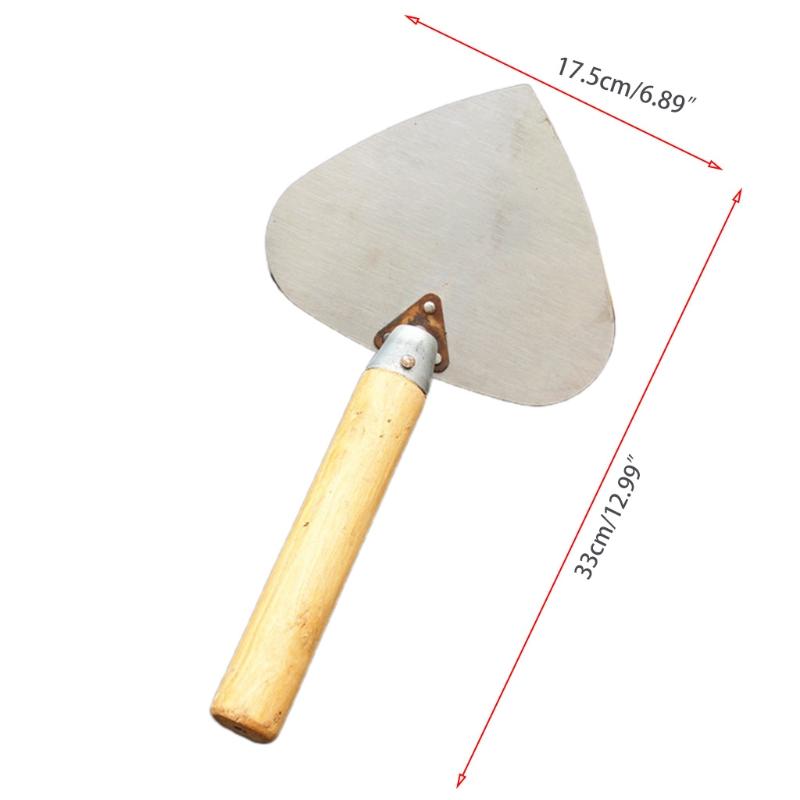 Manganese Steel Round Shovel Wooden Handle Plastering Coat Float Trowel Concrete Masonry Tools 33x17.5cm/12.99x6.89''