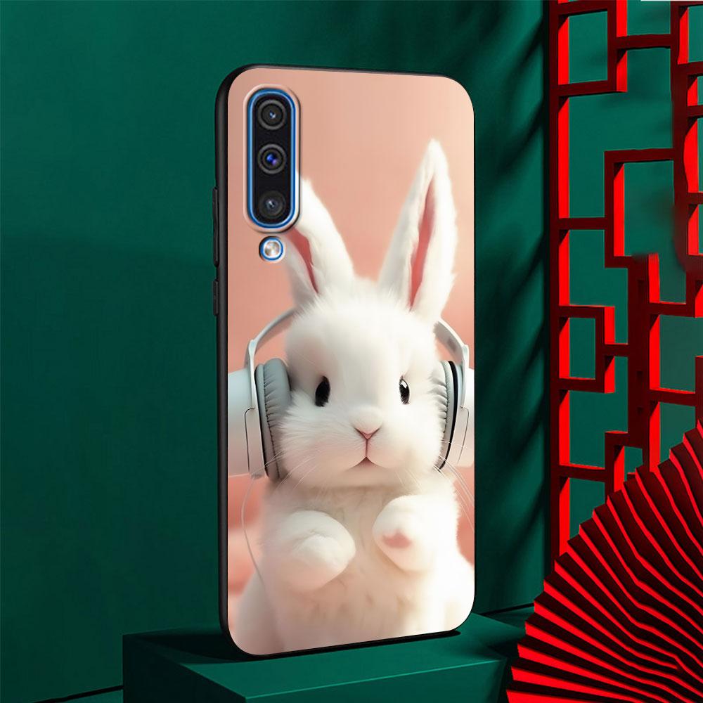 A Cute Rabbit With A Purple Hat Case for Samsung Galaxy A10s A50 A50s A02s A03s A20 A30 A20e A70 A70s A20s A30s A10 Black Cover