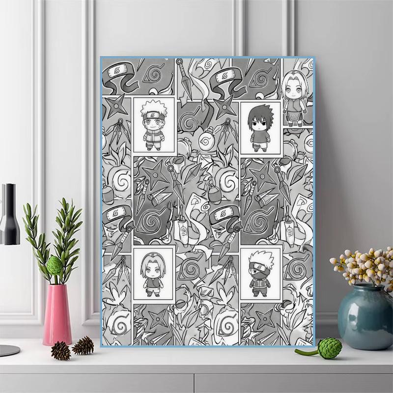 Naruto Iconic Items & Symbols Art Set Pattern 3pcs 100% Round Full Drill 5D DIY Diamond Painting Embroidery Cross Stitch Rhinestone Décor