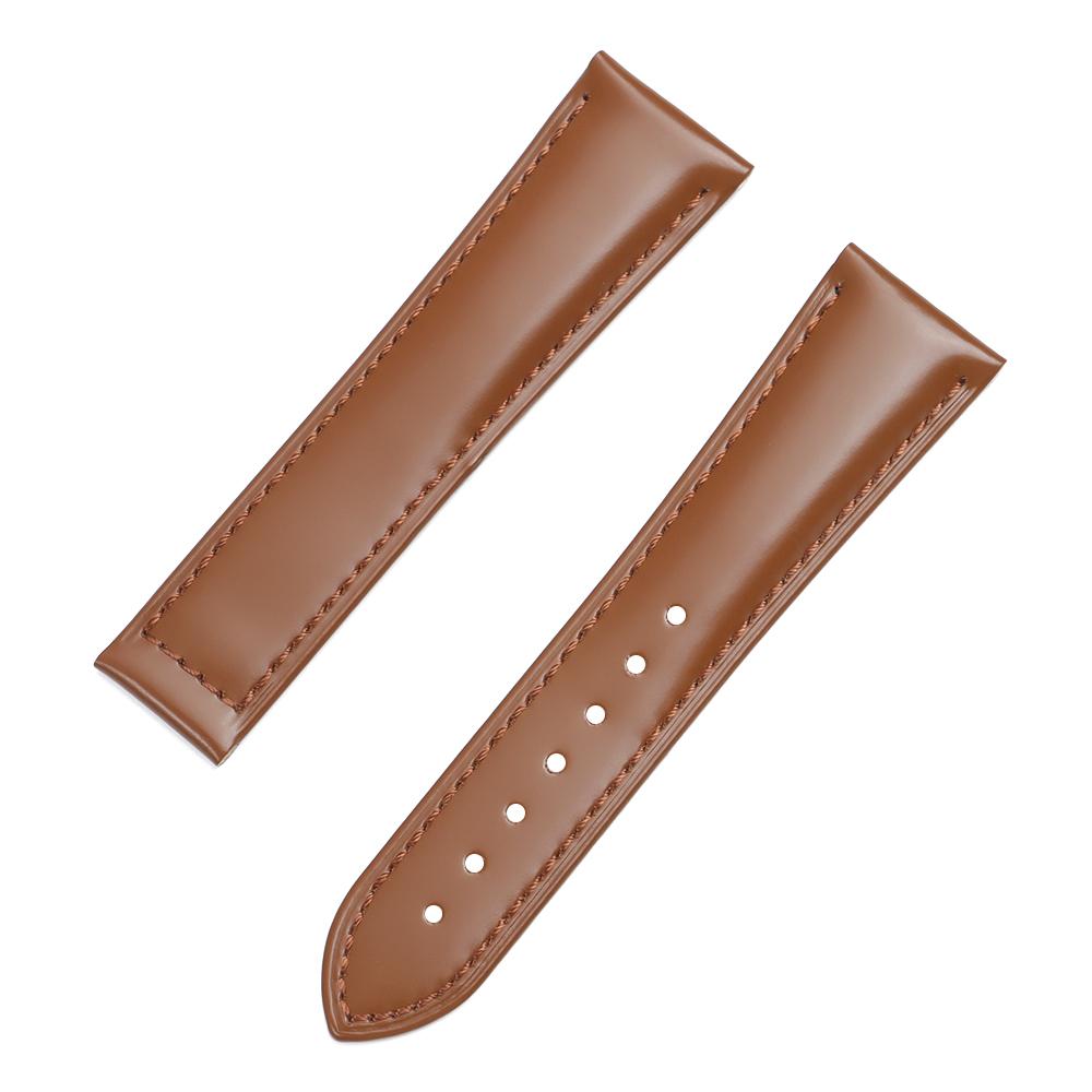 19mm 20mm 21mm 22mm Polished Cowhide Straps for Omega Seamaster Speedmaster Folding Buckle Waterproof Brown Leather Watch Band