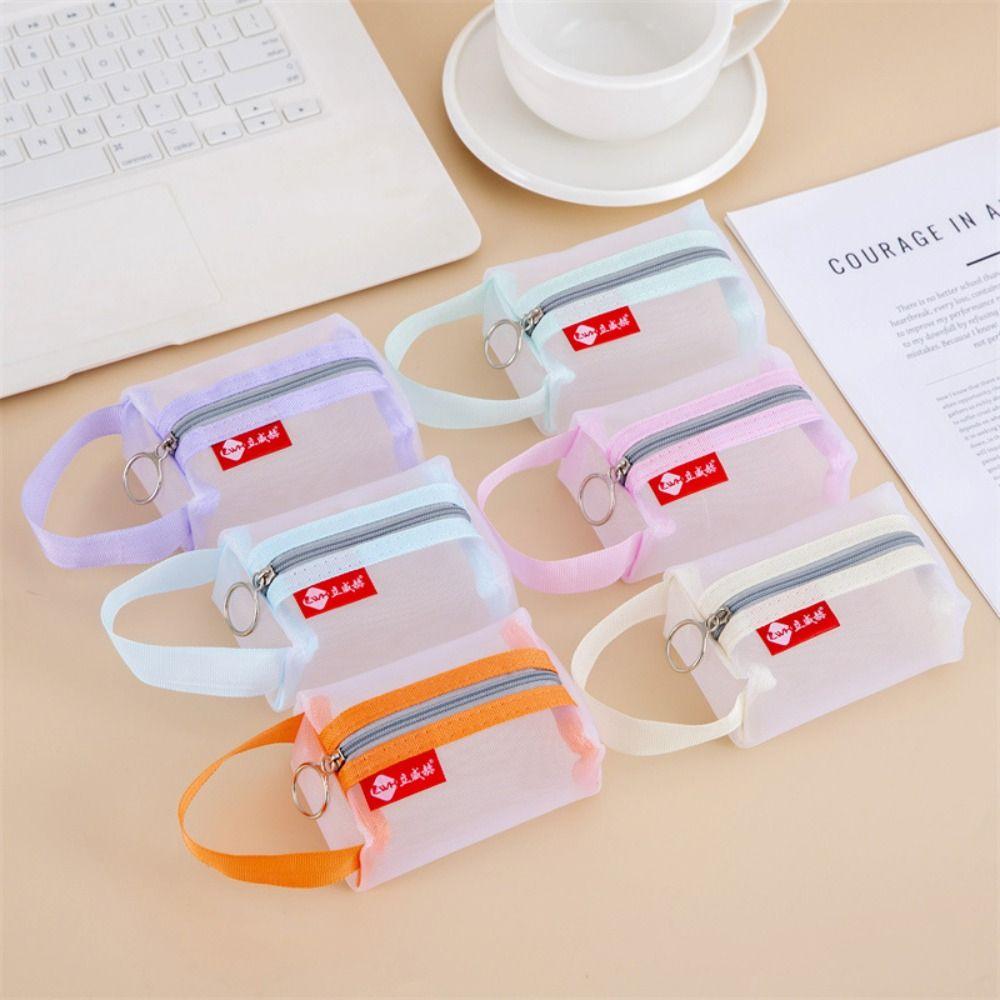 Change Storage Bag Clear Mesh Bag Lipstick Cosmetic Bag Retro Color Card Bag Mini Coin Purse  Girl