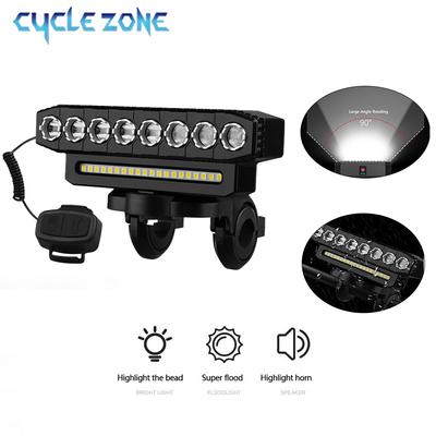 1Pc 8 LED Bike Front Light Cycling Bike Headlight with 120dB Horn 6 Lighting Modes MTB Road Bicycle Bell Front Light Easy To Install