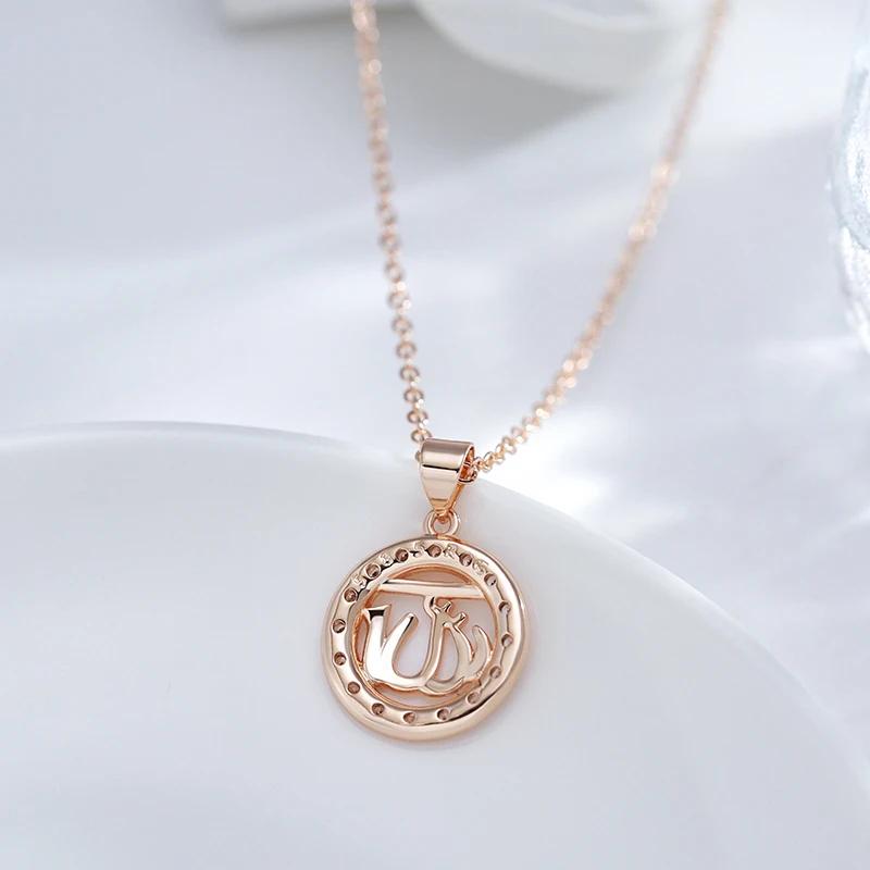 

Luxury Ethnic Hollow Pendants Necklaces For Women Rose Gold Color Natural Zircon Accessories Daily Fine Jewelry