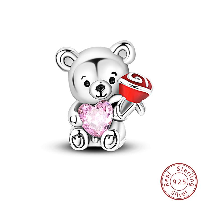 Süßes Kupfer Zirkuskleid Blumen Plüsch Junggesellenhut Bärenanhänger Perlen 3mm DIY Schmuck