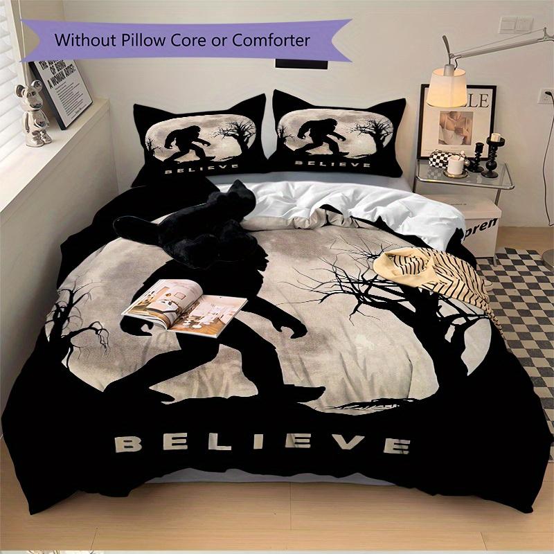 Set di biancheria da letto con 3 pezzi di Bigfoot, Believe, Copripiumino e Federe, Adatto per Camera degli Ospiti Decorazione della Casa Tutte le Stagioni(Nessun inserto) S0819072