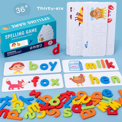 Holz-Buchstabierspiel Kinder 26 englische Buchstaben Buchstabierübung Frühe Bildung Kognitive Lernspielzeuge
