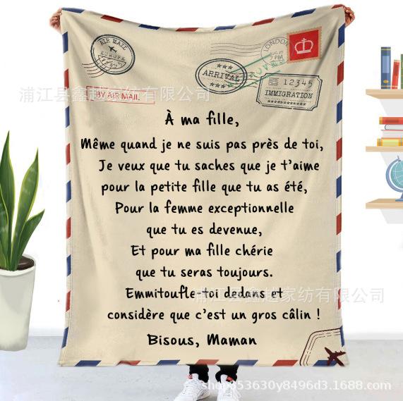 A mia Figlia Lettere Francesi Coperta in Flanella a Mia Figlia Figlio Regalo Coperta Calda per Letto Divano Divano Regalo di Compleanno Decorazione Casa