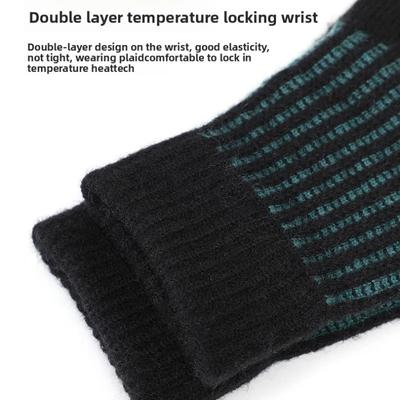 Hot Selling Winter Thick Warm Gloves, Bicycle Touch Screen, Men's Knitted Practical Anti Cold Simple Split Finger Gloves