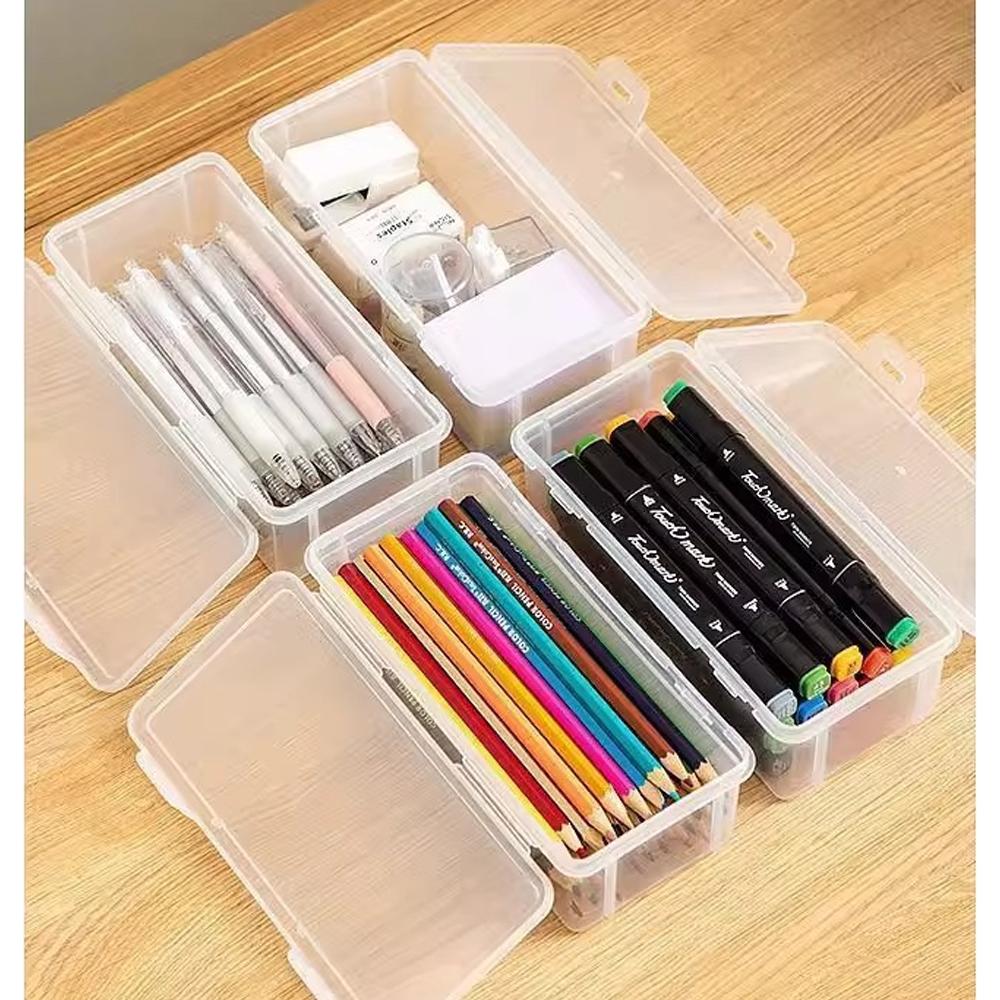 1-10 PCS Pencil Case Large-capacity Transparent Storage Box Colored Lead Children's Drawing Crayon Desktop Storage Box