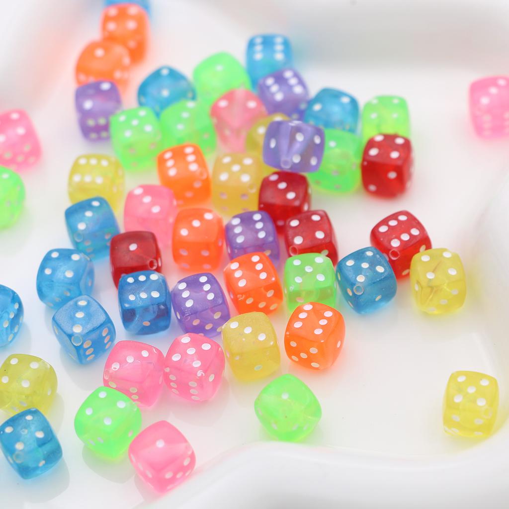 50Pcs Random Mix Colorful 8Mm Dice Beads For Jewelry Making Diy Handmade Necklace Bracelet Key Chain Accessories