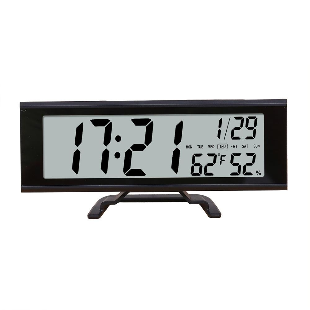 Battery Powered Large Digital Alarm Clock with Backlight Temperature Humidity Date Snooze Table Clock Dual Alarm12/24H LCD Clock