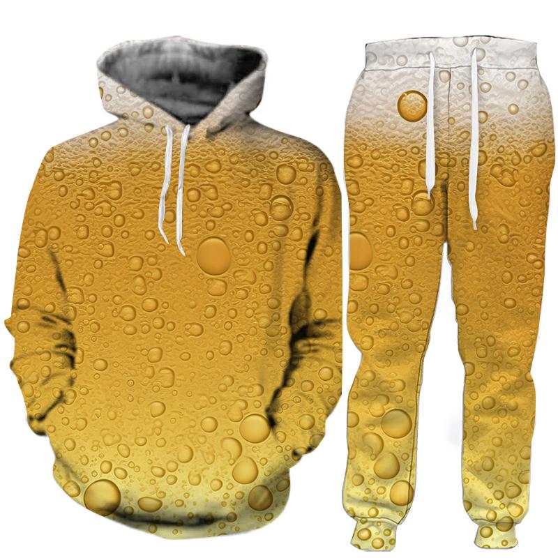 

Пивная пятница, мужские толстовки с 3d принтом, костюм, повседневная толстовка + брюки, комплекты из 2 предметов, спортивный костюм большого размера, весенне-осенняя модная мужская одежда XL
