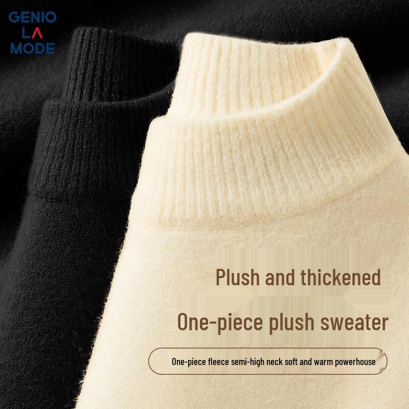 GENIOLAMODE Men's Winter Semi-High Collar Pullover Knit Sweater