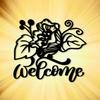 Vintage Welcome Metal Wall Art Floral Ironwork Decor