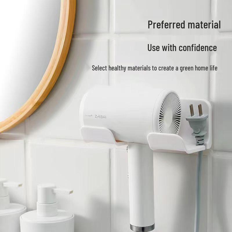 Universal No-Drill Wall Mounted Hair Dryer Holder and Organizer