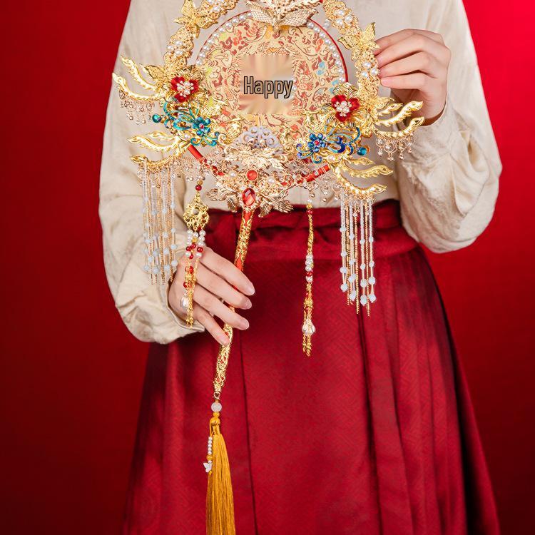 Double-Sided Heavy-Duty Handmade Wedding Bride Fan – Exquisite DIY Material Set