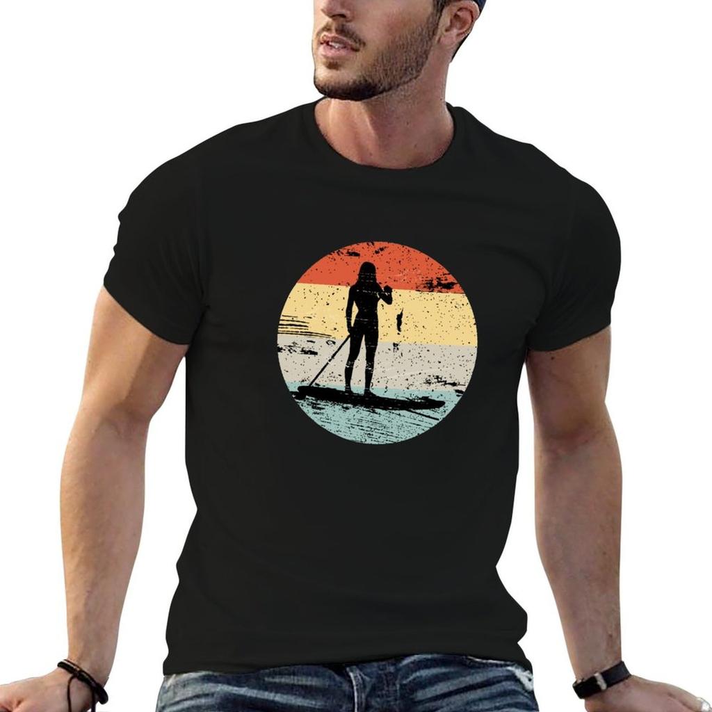 Paddleboarding Vintage Retro Look Gift T-Shirt Casual Street Short Sleeve Tee