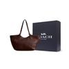 Coach Gramercy 35 Logo Charm Magnetic Snap Closure Pebbled Leather Tote Bag Women Tote Maple CAM00-B4MPL