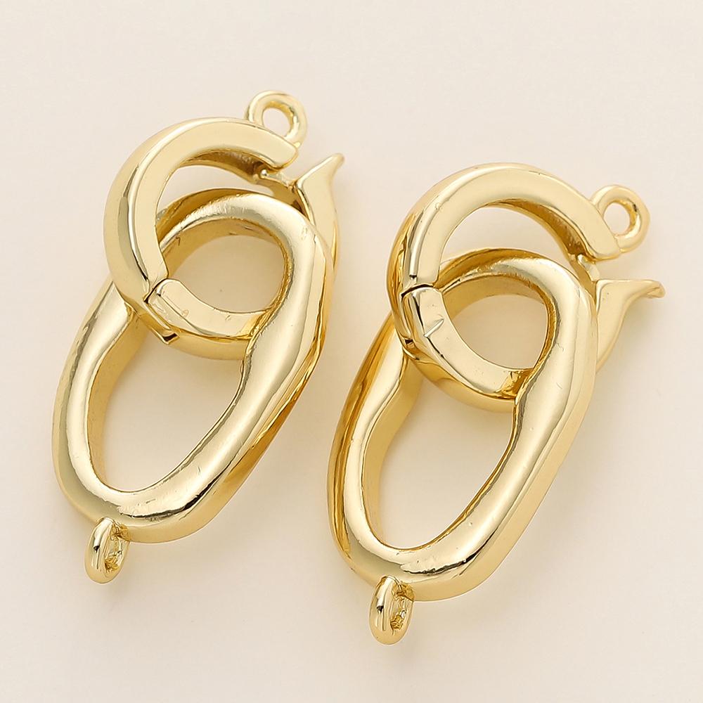 2/4pcs 14/18K Gold Color Plated Heart Bowknot Fasteners Closure Lock Connector Clasps For DIY Needlework Pearls Jewelry Making