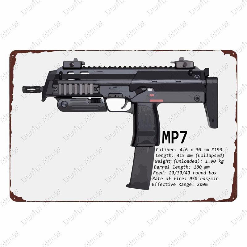 Uzi Vintage Metallschild, Waffenschild, Bar, Club, Café, Zimmerdekorplatte, Gewehrblechmalerei, Militärfans, Wandaufkleber