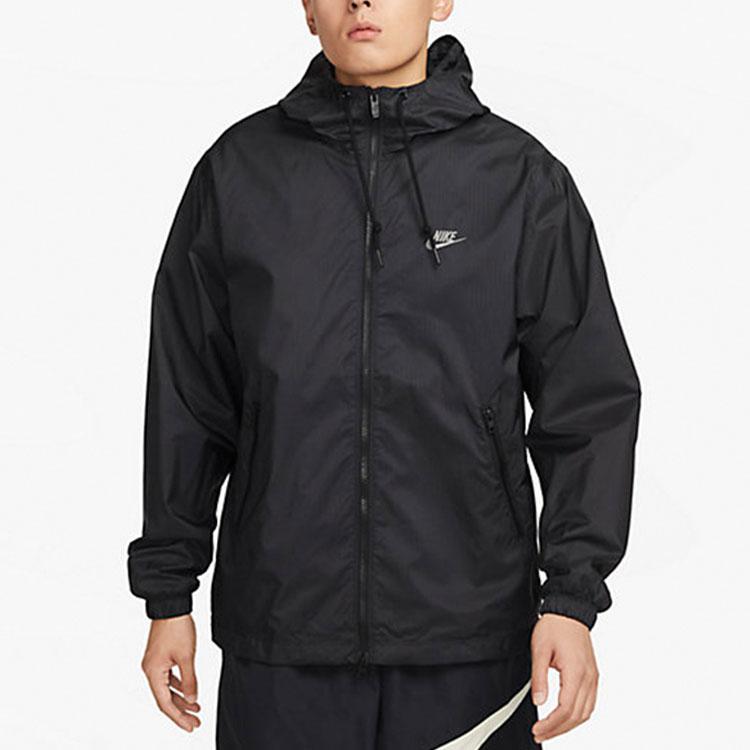 Nike Alphabet Logo Print Loose Long Sleeve Hooded Jacket Men Outerwear Black FB7805-010