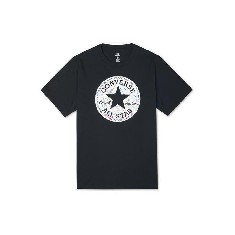 Men s Converse Chuck Pattern Round Neck Casual Sports Breathable Short Sleeve Black 10021506-A01 XL