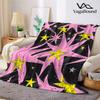 Neon Star Burst Flannel Blanket Warm Soft Halloween Christmas Couch Warm Cozy Decorative Decor Gift for All Season