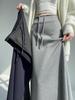 Plus Size Women's Grey High Waist Slit Midi A-line Skirt - Sporty Spring Trend