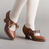 Spring 2024 Hollow Lace-up High-heeled Plus Size Women's Casual Shoes - New European and American Style
